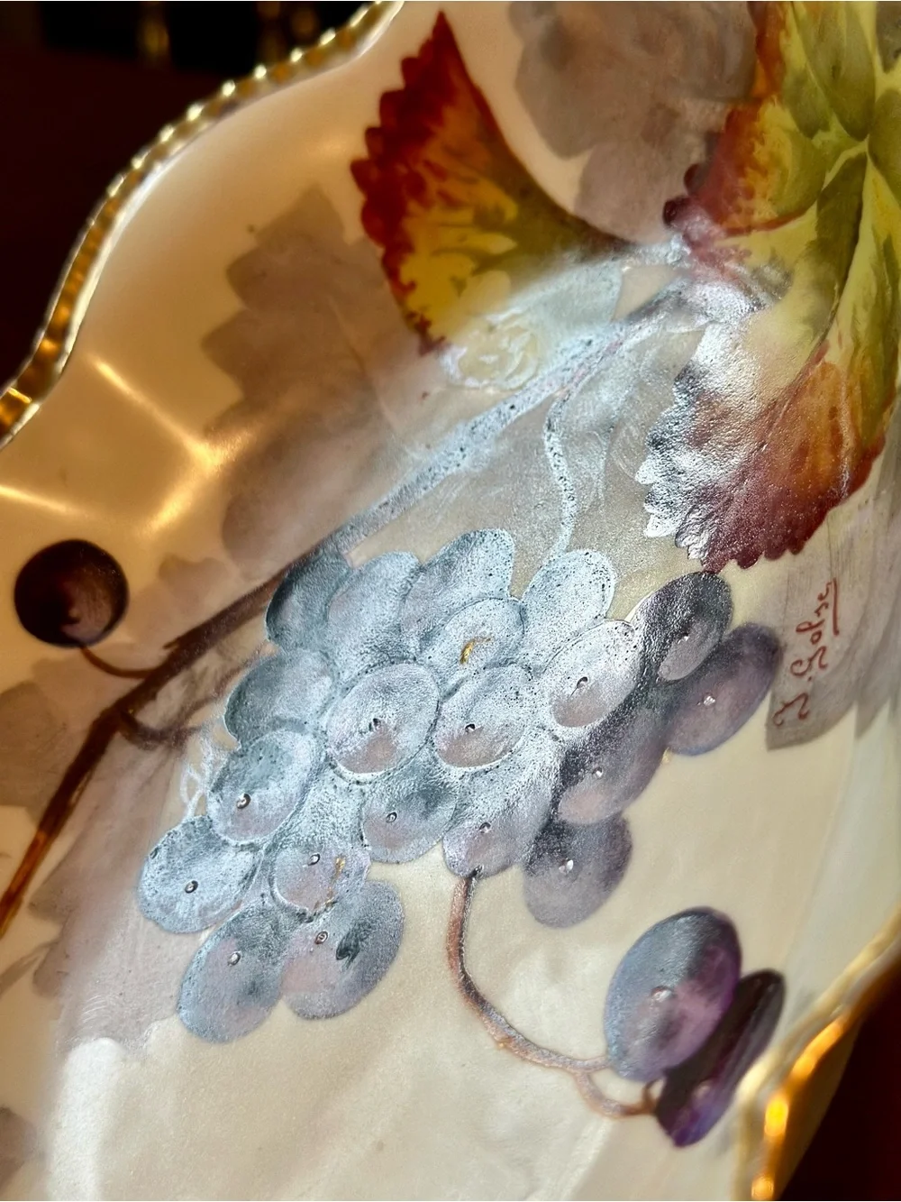 Antique Blakeman-Henderson Hand-Painted Serving Bowl, Limoges, France